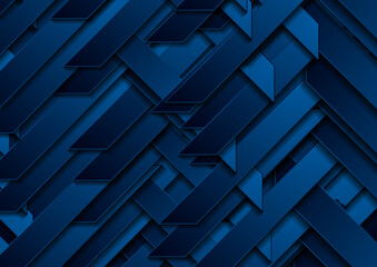 Dark blue minimal composition with geometric diagonal shapes. Abstract vector concept tech background