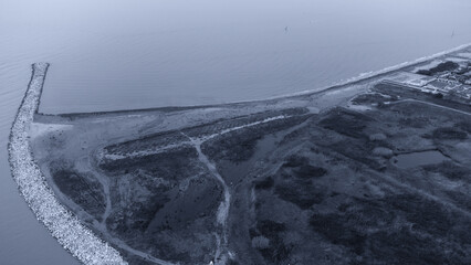 Mouth of the torrent river between Pisa and Livorno, Tuscany..