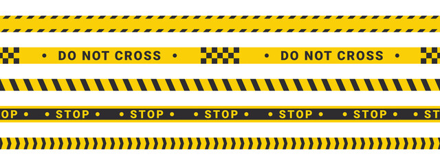 Caution tape set. Warning or caution stripe. Police line. Do not cross stripes. Vector images