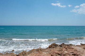 Rocky coastline Mediterranean sea Spain.