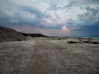 Shell coast of the Caspian Sea.