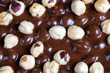 real milk chocolate while cooking with hazelnuts