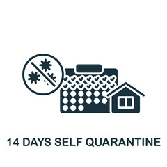 14 Days Self Quarantine icon. Monochrome simple Quarantine icon for templates, web design and infographics