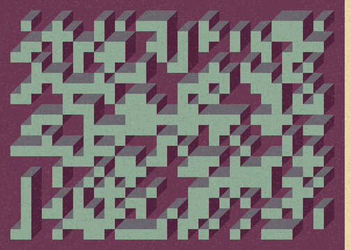 Implementation of Edward Zajec&rsquo;s &ldquo;Il Cubo&rdquo; from 1971. Essentially a Truchet tile set of 8 tiles and rules for placement art illustration