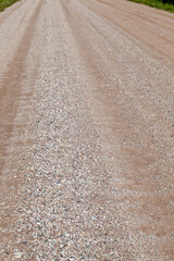 gravel road in the countryside, closeup