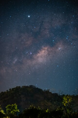 Fototapeta na wymiar Silhouette of a mountain under milky way in the night sky