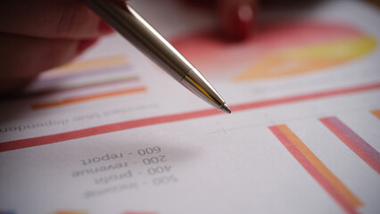 Planning business documents chart financial report closeup