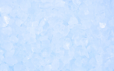 Salt crystals, sea salt as background and texture. Ice crystals turquoise Blue