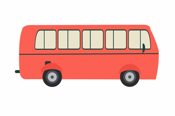 Vector flat public bus design. City Bus Vector Illustration In Modern Flat Style