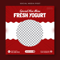 Fresh yogurt. Food social media post template