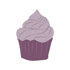 Illustration of a cupcake  on a white background. Vector illustration. Postcard