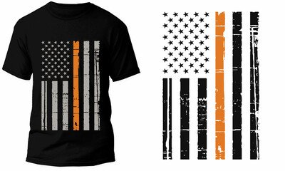 Thin Orange Line American Flag T Shirt Design