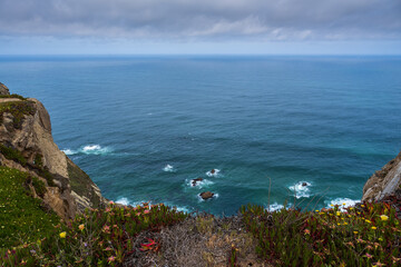 Fototapeta na wymiar View of the North Atlantic Ocean from Cape Roca in Portugal