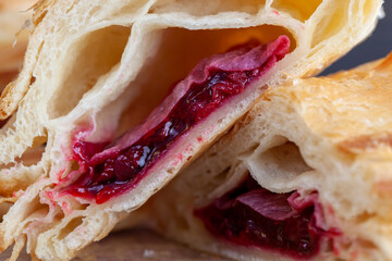 puff pastry with strawberry red filling