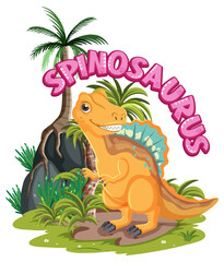 Little cute spinosaurus dinosaur cartoon character
