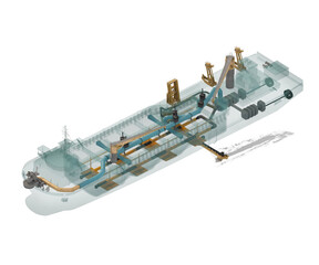 Dredger scheme. Isolated on white. 3d-rendering © La Nataly