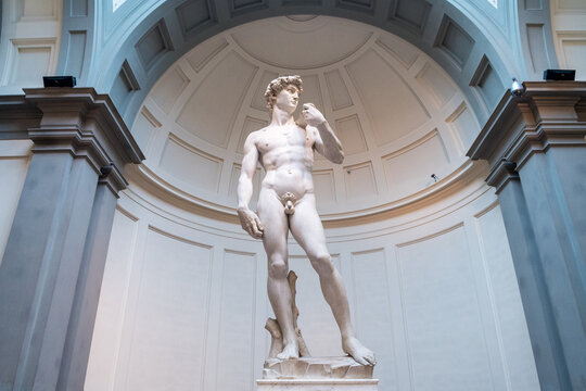 florence, italy. 15th april, 2022: portrait of david created by michelangelo