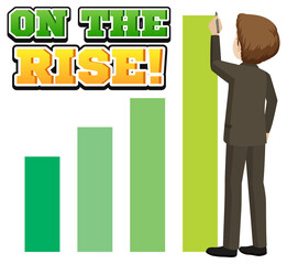 On the rise concept with back of employee man