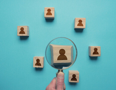 Man With Magnifying Glass Searches For The Ideal Employee, Job Search, Employee Search, Labor Market