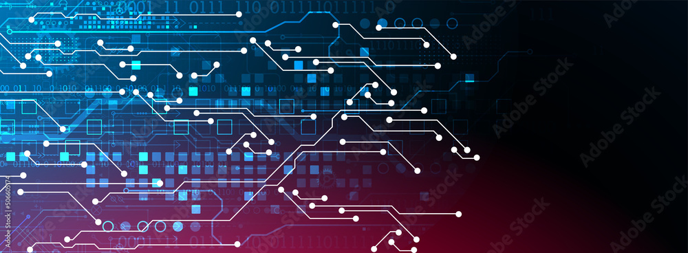 Wall mural abstract background on technological and scientific topics. various techno details with using digita