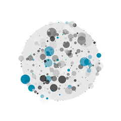 Abstract vector circle frame with halftone dots. Emblem design element for medical, treatment, biology, cosmetic. Circle with circles