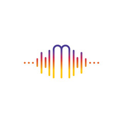 letter M logo music equalizer color line design vector