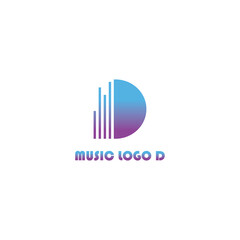 letter D music logo equalizer color design vector