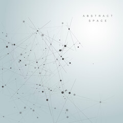 Vector connections with dots and lines. Triangles and polygon futuristic design. Mesh technology illustration. Vector digital background. Gobal data net abstract connect