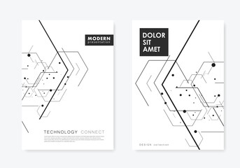 Connecting lines and dots on simple background. Vector cover templates for web, report or presentation. Web tech polygon design