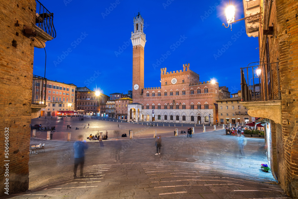 Wall mural views of mangia tower in siena, italy