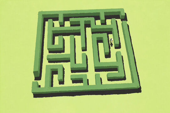 Man stuck in labyrinth
