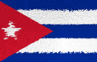 3d illustration of Cuban flag. The flag of Republic of Cuba is white, blue and red.