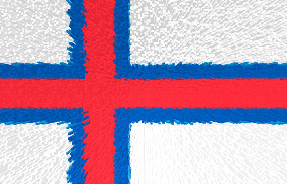 3d illustration of Faroes flag. The flag of Faroe Islands is white, blue and red.