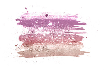 Abstract purple and pink watercolor stripes and glitter in vintage colors