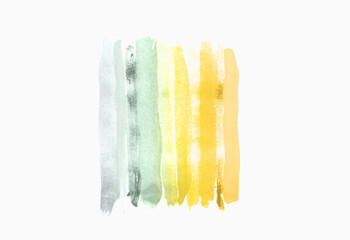 Abstract blue and yellow watercolor stripes in vintage colors on light gray background
