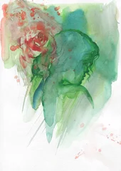 Poster watercolor painting. abstract woman portrait. illustration.  © Anna Ismagilova