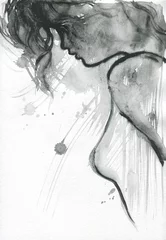 Poster Im Rahmen watercolor painting. abstract woman portrait. illustration.  © Anna Ismagilova