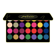 Large palette of bright shadows on white background