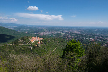 View of the Sacred Mountain in province of Varese, Lombardy Italy