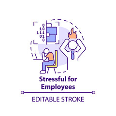 Stressful for employees concept icon. Digital transformation disadvantage abstract idea thin line illustration. Isolated outline drawing. Editable stroke. Arial, Myriad Pro-Bold fonts used