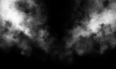 Poster smoke overlay effect. fog overlay effect. atmosphere overlay effect. smoke texture overlays. Isolated black background. Misty fog effect. fume overlay. vapor overlays. fog background texture. steam. © AshanRandika