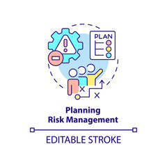 Planning risk management concept icon. Handle potential risks abstract idea thin line illustration. Possible problems. Isolated outline drawing. Editable stroke. Arial, Myriad Pro-Bold fonts used