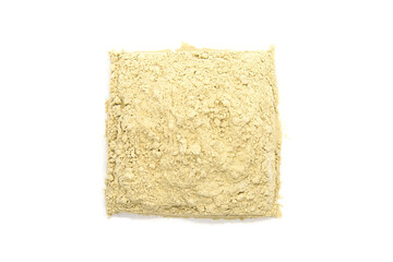 Square yellow cosmetic clay powder - top view