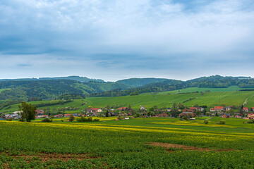 Fototapeta na wymiar landscape with village in mountains
