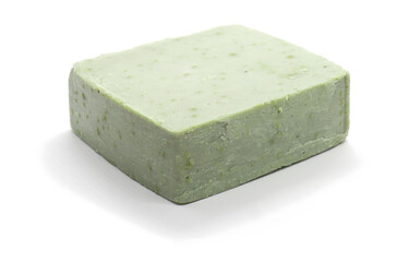 Handmade olive oil soap on white background