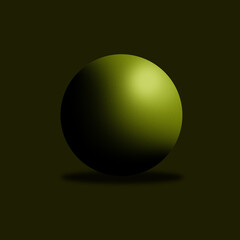 green color 3d ball illustration on dark  green background.
