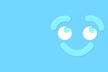 Bright 3D background. Funny cartoon face.