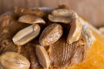 wheat fresh baguette and peanut paste
