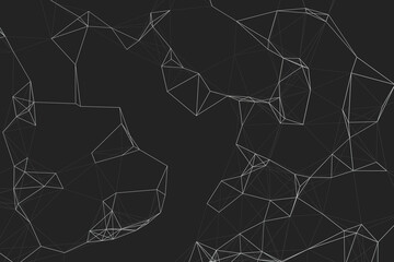 Dark plexus structure geometric lines 3d rendering. Polygonal connection background visualization
