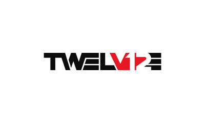 Twelve number. Letters negative space. Logo design.